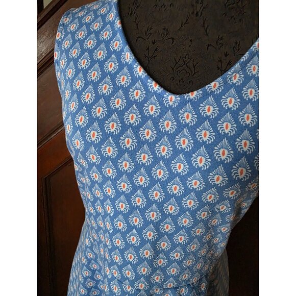 Talbots Petites Blue Pattern Sleeveless Fit Flare Dress MP - Picture 2 of 8